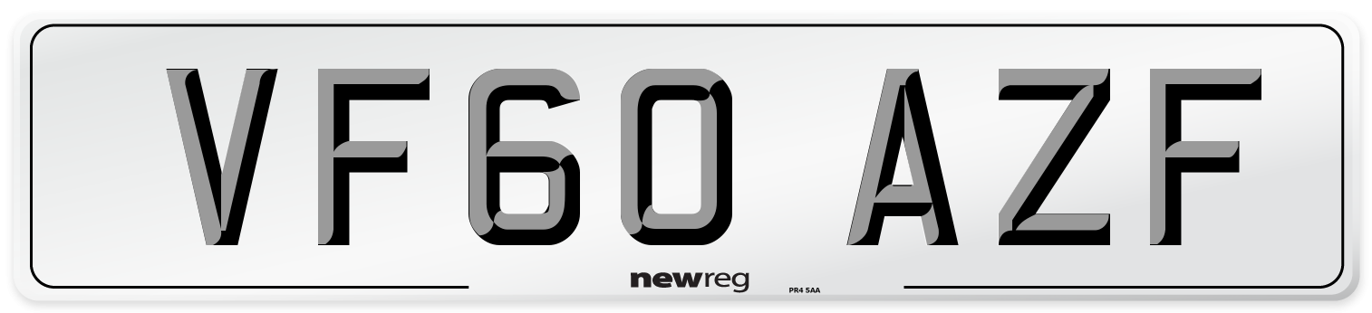 VF60 AZF Number Plate from New Reg